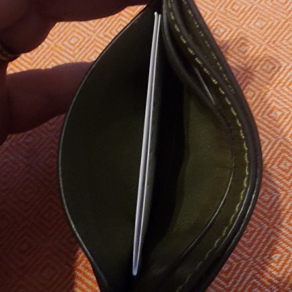 Coach Dark Green Leather Card Holder - Picture 6 of 7